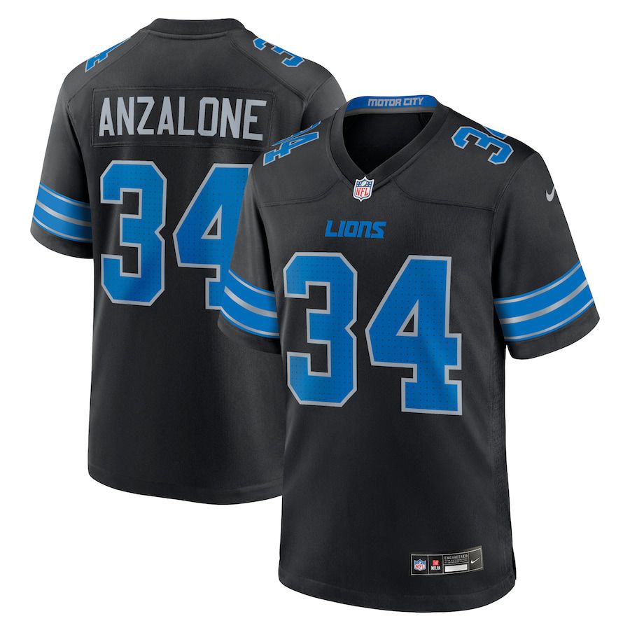 Men Detroit Lions #34 Alex Anzalone Nike Black 2nd Alternate Game NFL Jersey